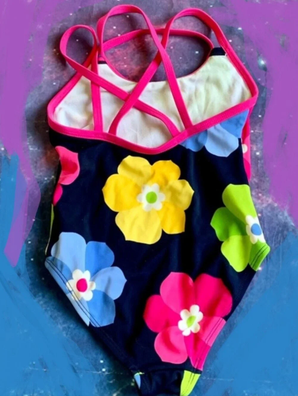 Gymboree New Floral One-Piece Swimsuit - Pink Straps Girls XL